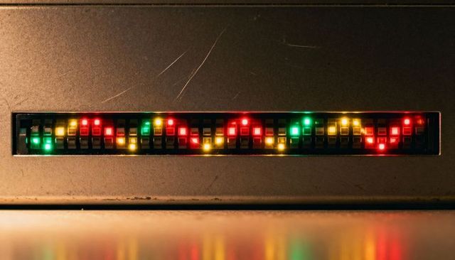Rackmount led level indicator multicolor rgb lights black grid metal reflections