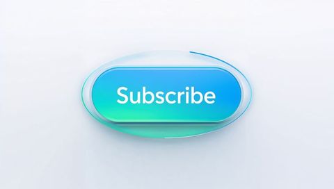 Floating glossy 3d subscribe button with cyan-teal gradient and minimalist pill ui