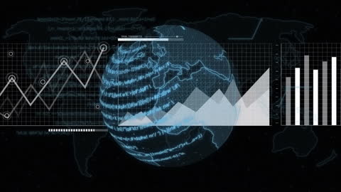 Abstract Digital Globe with Business Analytics and Data Interface