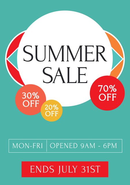 Colorful Summer Sale Promotion Poster with Discount Offers - Download Free Stock Videos Pikwizard.com