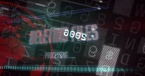 Futuristic hud interface showing inverted readouts, red globe and neon matrix visuals