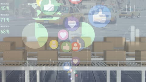 Global Connections Concept with Financial Data and Shipping Icons