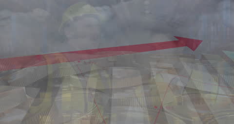 Caucasian Workers Overlaid with Growth Chart and Data Animation