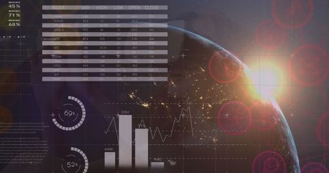 Futuristic Global Connectivity with Stock Market Data Overlay on Earth - Download Free Stock Images Pikwizard.com