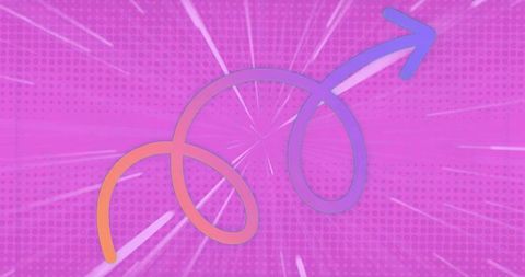 Dynamic Intertwined Arrows on Vibrant Magenta Backdrop