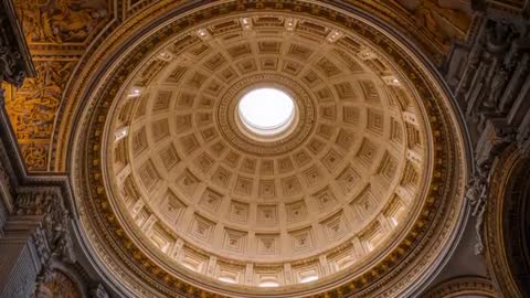 Elevated View of Opulent Basilica Dome with Sculptural Details
