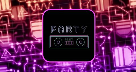 Futuristic Party Concept with Neon Circuits and Digital Interface - Download Free Stock Images Pikwizard.com