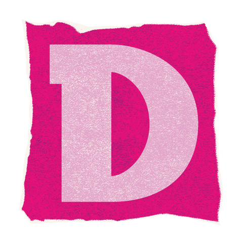 Transparent d pink texture design minimal typography art