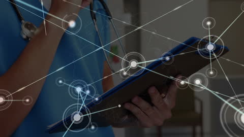 Doctor Analyzing Digital Network in Healthcare Conceptual Med