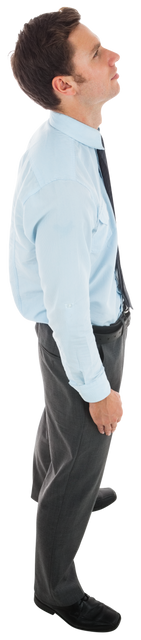 Transparent Businessman in Light Blue Shirt Looking Upward - Download Free Stock Videos Pikwizard.com