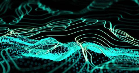 Abstract network data lines and digital waves