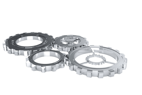 Silver cog wheels on transparent background illustration