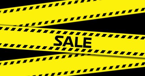 Dynamic yellow sale banner on black background