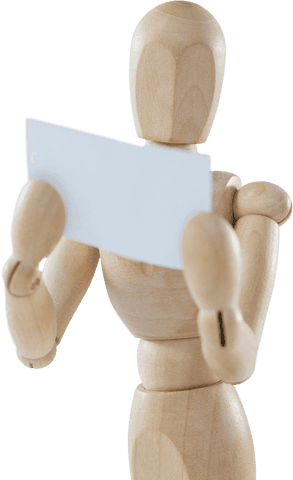 Wooden Mannequin Holding Transparent Blank Placard