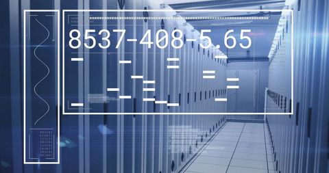 Digital Overlay of Code in Modern Server Room - Download Free Stock Images Pikwizard.com
