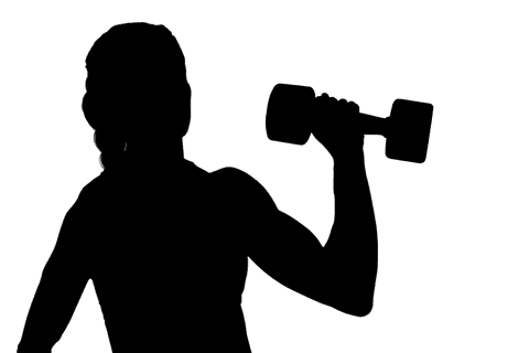 Transparent Silhouette Athlete Lifting Dumbbells During Exercise