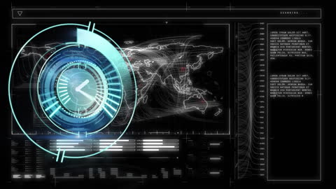 Futuristic Digital Interface Display with Global Data Connections