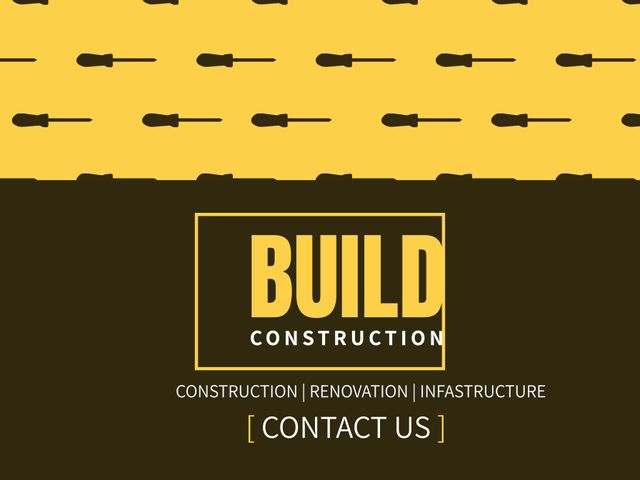 Dynamic template featuring BUILD CONSTRUCTION brand offer. Ideal for marketing construction services, ranging from renovation to large-scale infrastructure projects. Highlights contact information, making it easy for potential clients to reach out. Perfect for brochures, websites, digital ads, and print materials.