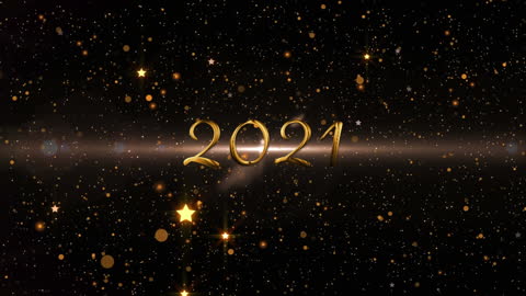 Golden 2021 Brilliance with Starry Black Background