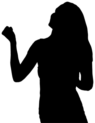 Woman's victory pose silhouette transparent background
