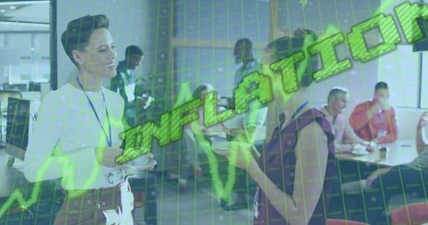 Business Professionals Discussing Inflation in Modern Office