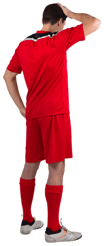 Disappointed Football Player in Red Uniform - Transparent Background - Download Free Stock Videos Pikwizard.com