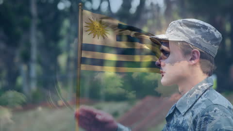 Military Salute with Uruguayan Flag Overlay