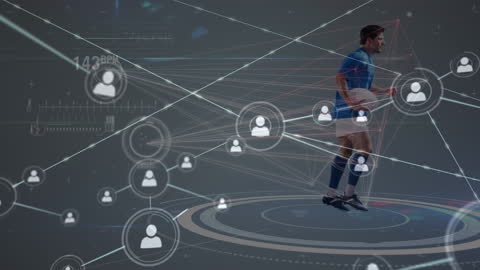 Soccer Player with Digital Network Connections