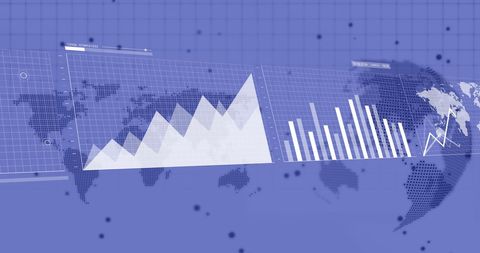 Abstract Financial Data Processing With World Map and Charts - Download Free Stock Images Pikwizard.com