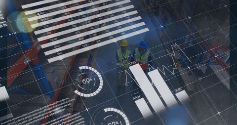 Digital Analysis Displayed Over Warehouse Workers - Download Free Stock Images Pikwizard.com