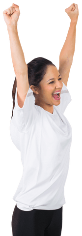 cheering woman in white t-shirt demonstrating excitement transparent background - Download Free Stock Videos Pikwizard.com