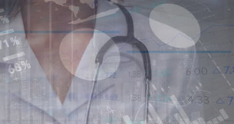 Healthcare Data Visualization with Female Doctor Reviewing Analytics