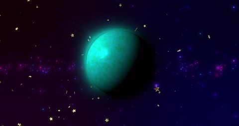 Green planet in starry cosmos digital artwork