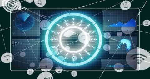 Futuristic Network Technology Interface with Data Analytics - Download Free Stock Images Pikwizard.com