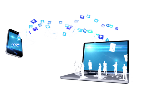 Transparent Digital Communication with Smartphone and Laptop in Futuristic Setting - Download Free Stock Videos Pikwizard.com