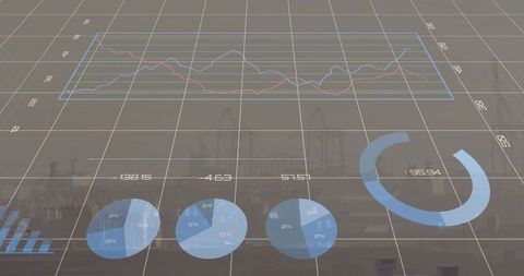 Translucent Data Visualization Overlay Projecting Analytics Over Industrial Port