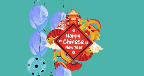 Vibrant Chinese New Year Celebration Design with Festive Decorations