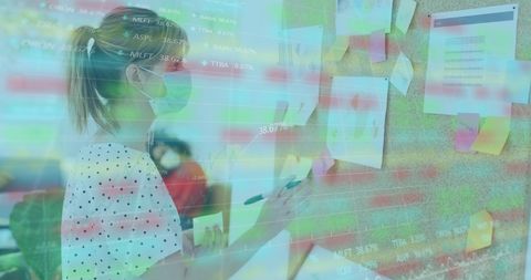 Colleagues Brainstorming with Digital Analytics Overlay