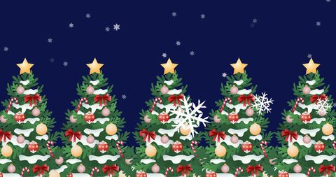 Pattern of Festive Snow-Covered Christmas Trees in Winter - Download Free Stock Images Pikwizard.com