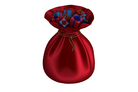 Transparent Festive Bag of Gifts on Isolated Background