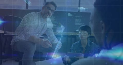 Innovative Business Team Collaborating with Technology