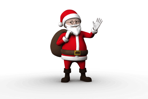 Santa Claus Waving with Sack on Transparent Background Illustration