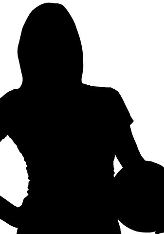 Silhouette of woman with ball transparent background