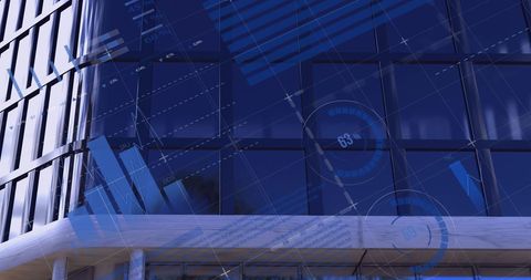 Digital Financial Data Overlaid on Modern Glass Building - Download Free Stock Images Pikwizard.com