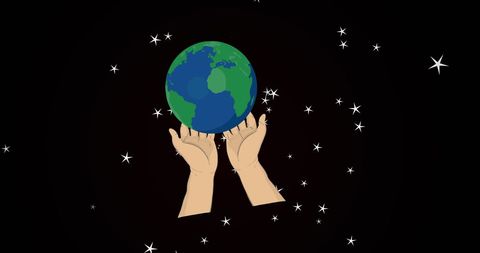 Hands Lifting Earth Against Starry Sky - Download Free Stock Images Pikwizard.com