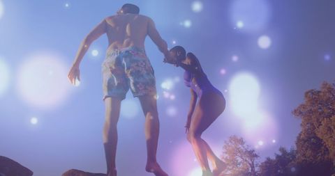 Diverse Couple Enjoying Summer Outdoor Adventure