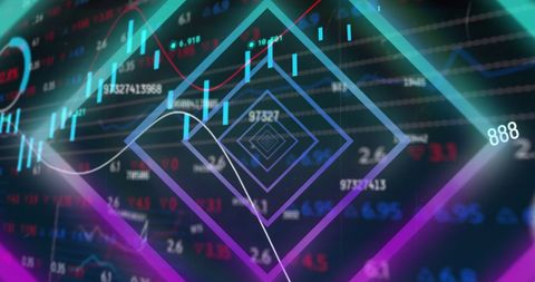Futuristic Stock Market Analysis with Neon Geometric Designs - Download Free Stock Images Pikwizard.com