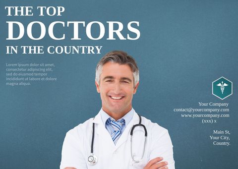 Confident doctor with stethoscope representing healthcare excellence