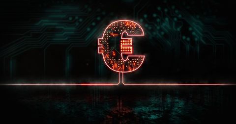 Glowing Euro Symbol in Digital Circuit Concept Background - Download Free Stock Images Pikwizard.com