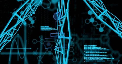 Futuristic Digital Interface with Chemical Formulas and Data